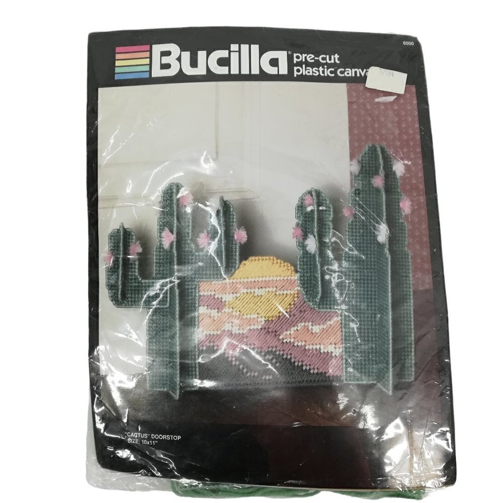 Bucilla Plastic Canvas Cactus Doorstop Kit Vintage Boho Southwest 6000 Bohemian